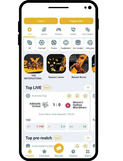 واجهة تطبيق Melbet APK على الهاتف المحمول